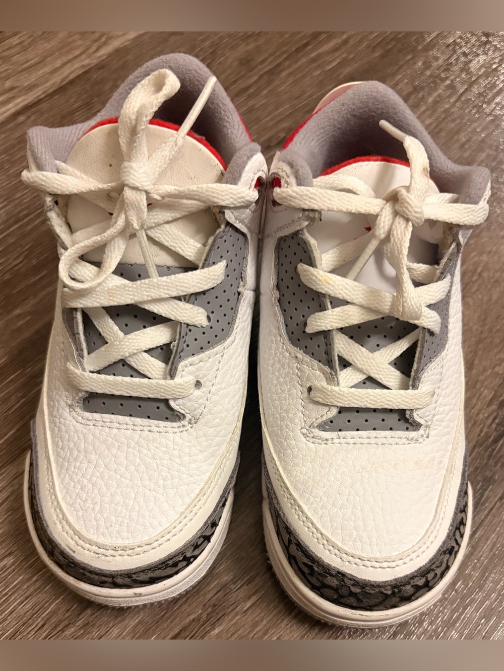 Nike Air Jordan 3 Fire Red Retro Kids toddler shoes White/Gray/Red Size 10c